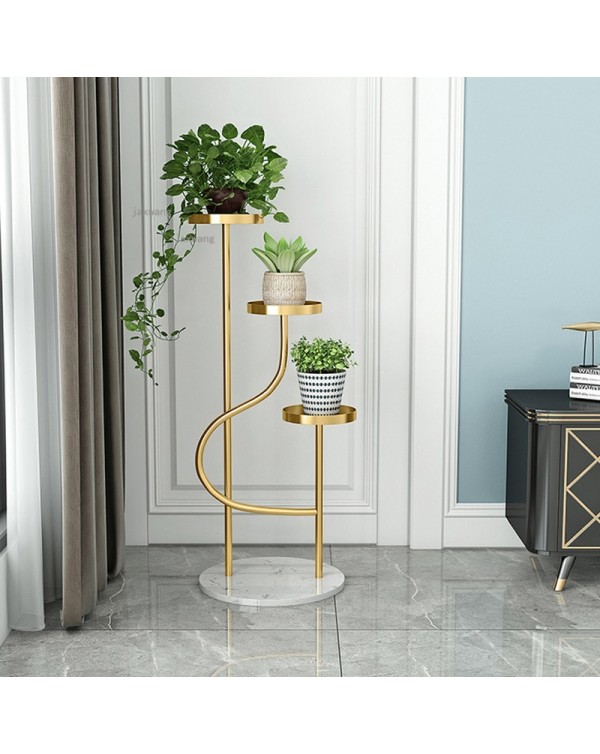 Nordic Wrought Iron Indoor Living Room Decoration Flower Stand Simple Balcony Flower Pot Shelf Cafe Floor Multi-layer Plant Rack