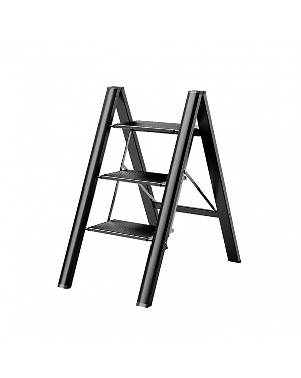 3 Step Folding Step Stool with Anti-slip Wide Pedal 330lbs Aluminum Alloy Multifunction Step Ladder Storage Shelf Flower Stand