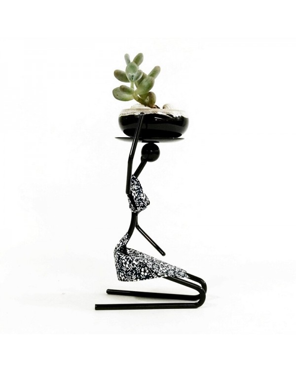 Creative Mini Succulent Flower Pot Wrought Iron Artist Small Flower Stand Woman Home Desktop Decoration Candle Holder