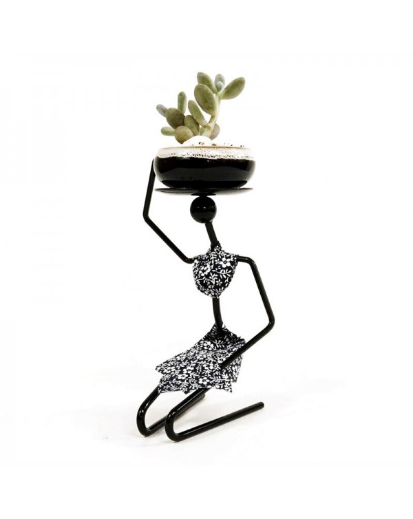 Creative Mini Succulent Flower Pot Wrought Iron Artist Small Flower Stand Woman Home Desktop Decoration Candle Holder