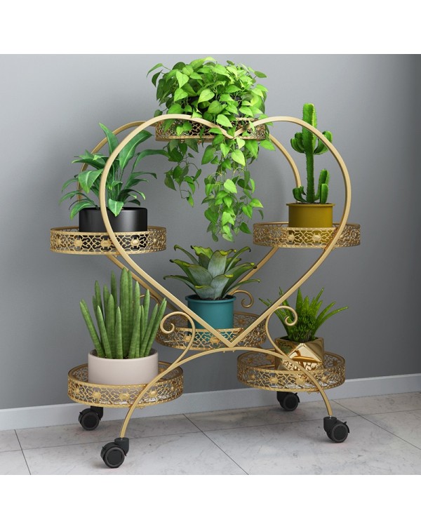 Modern simple outdoor plant stand creative heart-shaped iron balcony flower rack floor type multi-layer living room shelf