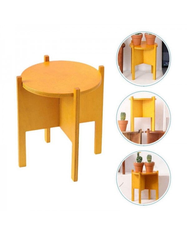 Wooden Flower pot Holder Plant Stand Flower Pot Holder Set Plant Shelf for Indoor and Outdoor Decorations (Yellow)