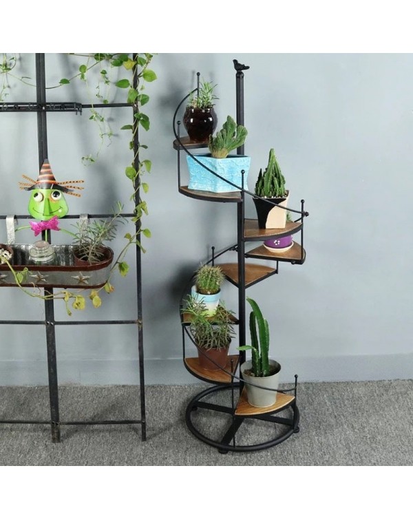 Modern Decorative Iron Plant Rack Stand Plants Succulent shelf 8 layer Stair shape Desktop Garden flower stand + wood plate