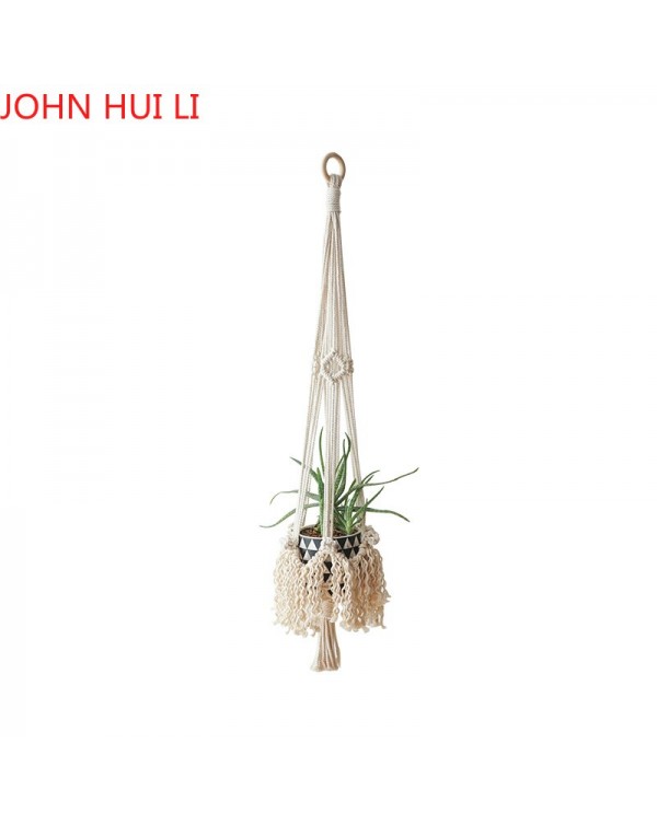 Home Nordic Plant Hanging Basket Tapestry Hand-woven Bohemian Net Flower Pot Balcony Decoration Wall Hanging Pot Stand