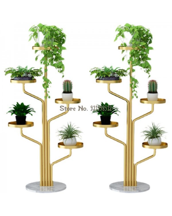 Flower Stand Balcony Indoor Floor-Standing Pot Removable Succulent Rack Wrought iron Simple Living Room Plant Shelf Accessories